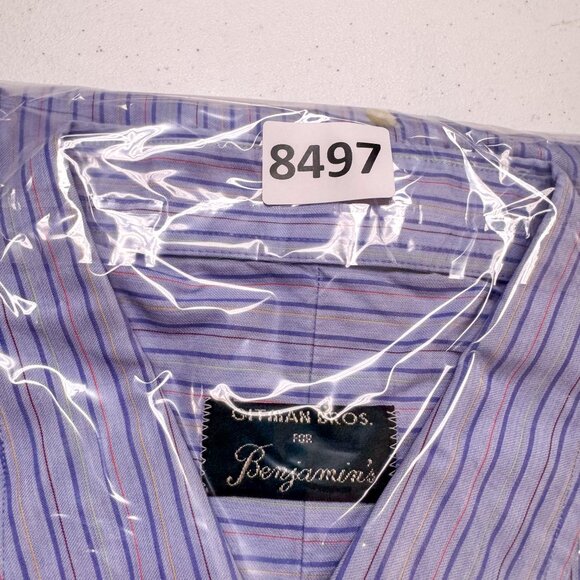 Gitman Bros Dress Shirt Mens 17.5 34‎ Blue Stripe Business Casual Preppy Wedding - Picture 14 of 14